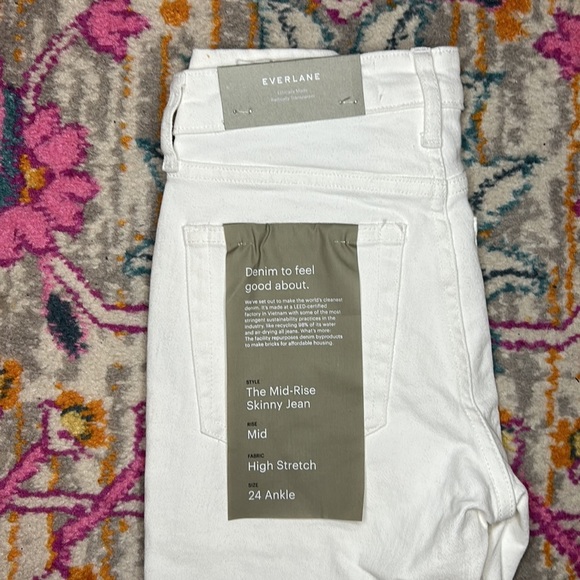 Everlane The Mid-Rise Skinny Jean Ankle Size 24 NWT White Denim - Picture 3 of 14